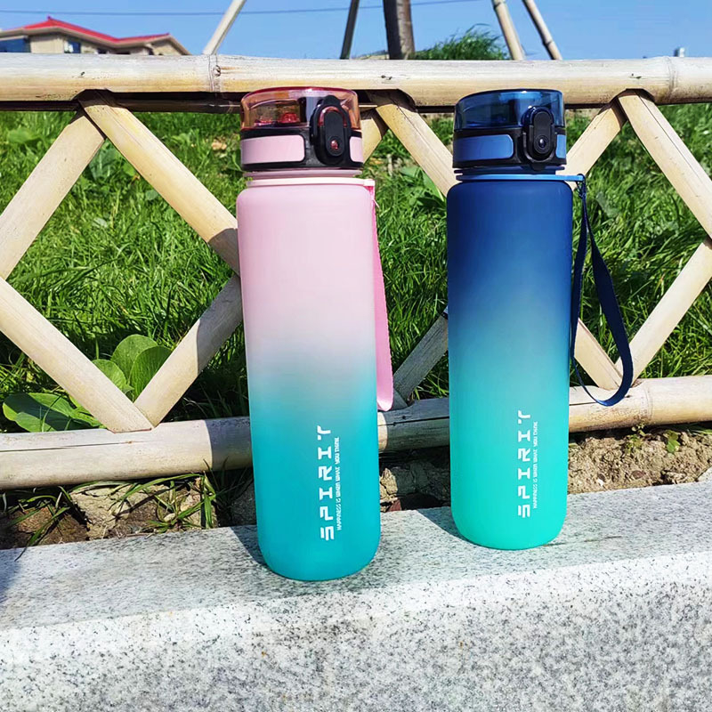 Sticlă de apă din plastic, culoare gradient, capacitate mare, pentru sport și fitness, pentru studenți (bărbați și femei)