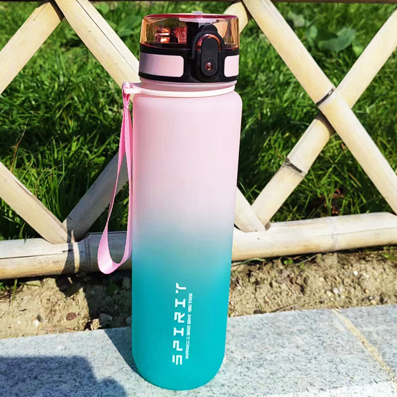 Sticlă de apă din plastic, culoare gradient, capacitate mare, pentru sport și fitness, pentru studenți (bărbați și femei)