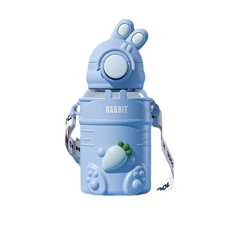 YOYO Rabbit cană de apă pentru copii – vară, capacitate mare, pentru grădiniță, cu pai