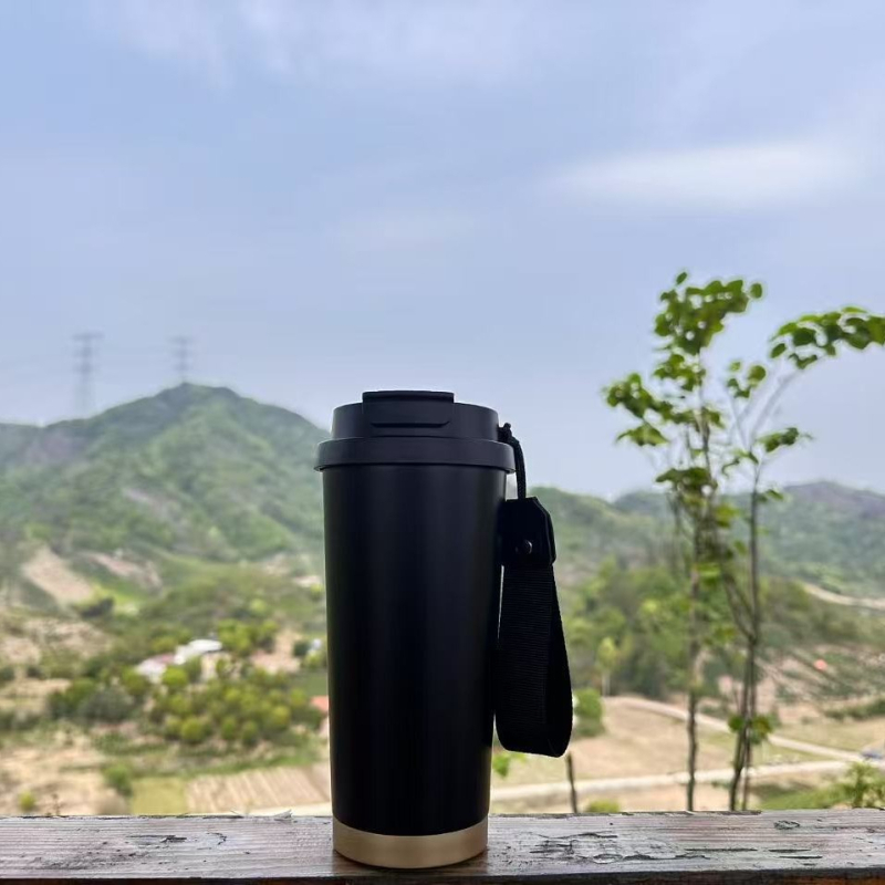 Ceasca de cafea din otel inoxidabil 316 cu Lily of the Valley, termos, izolație vid, portabil, cu logo