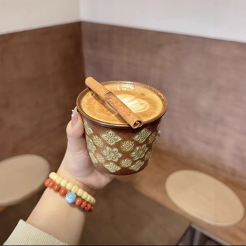 Ceașcă Master Longquan Celadon cu motiv floral, ceașcă ceramică pentru cafea, ceașcă mare pentru degustarea ceaiului, stil vintage.