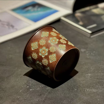 Ceașcă Master Longquan Celadon cu motiv floral, ceașcă ceramică pentru cafea, ceașcă mare pentru degustarea ceaiului, stil vintage.