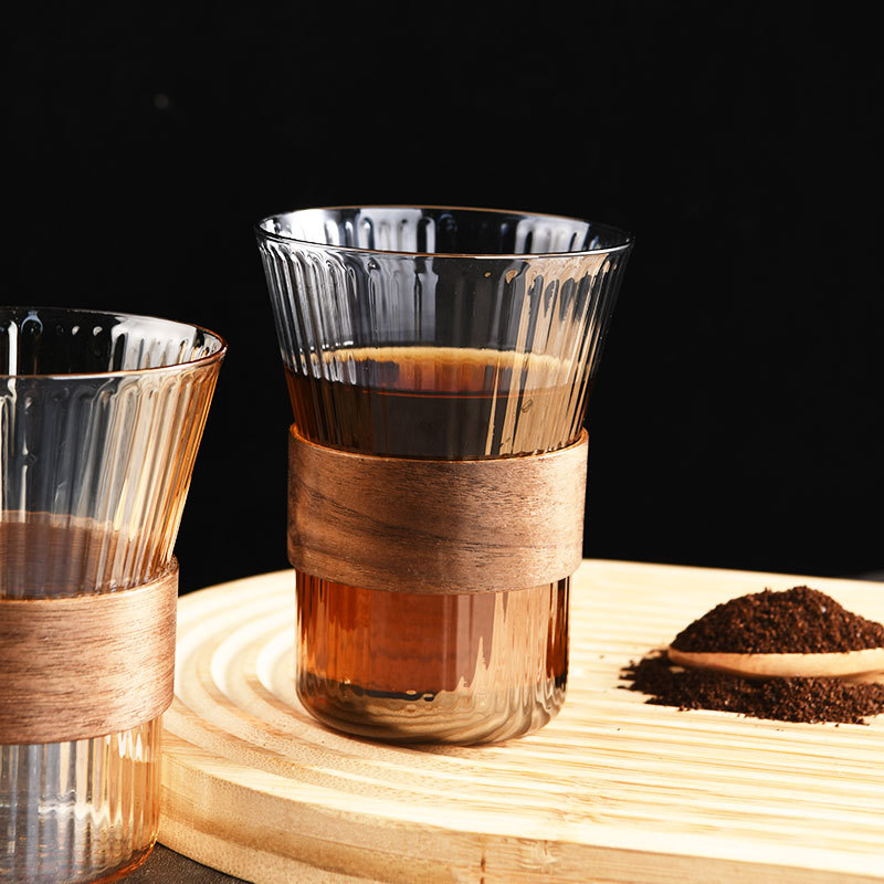 Pahar din sticlă cristal, fără mâner, pentru cafea cu gheață și latte, formă neregulată, design minimalist pentru uz casnic