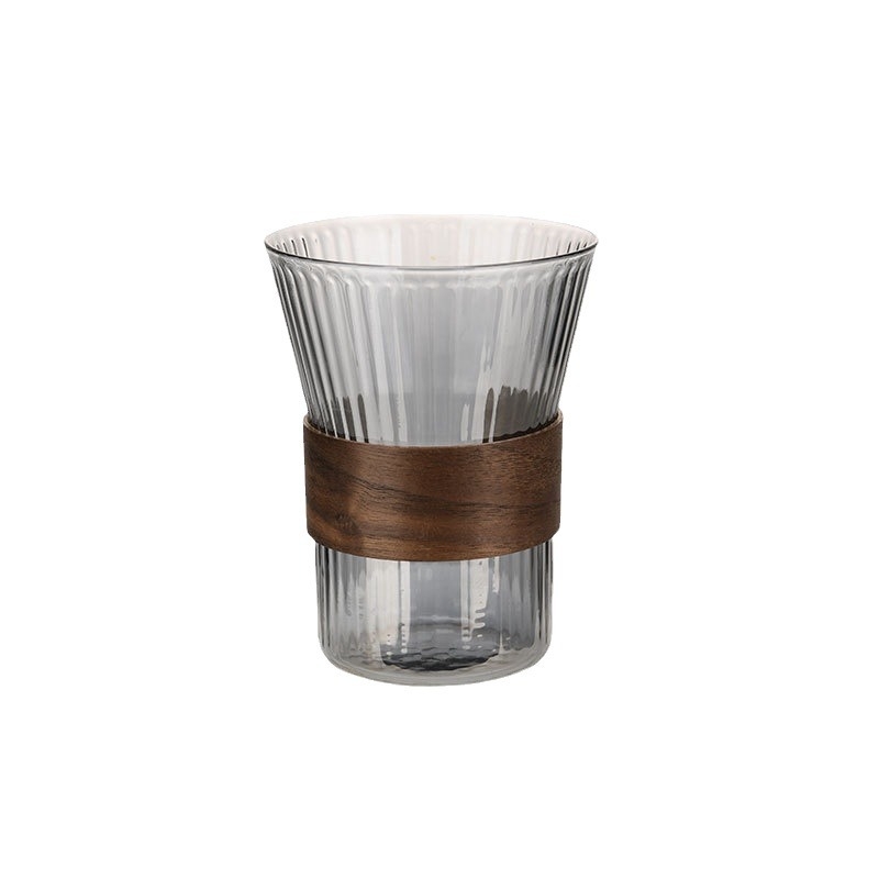 Pahar din sticlă cristal, fără mâner, pentru cafea cu gheață și latte, formă neregulată, design minimalist pentru uz casnic
