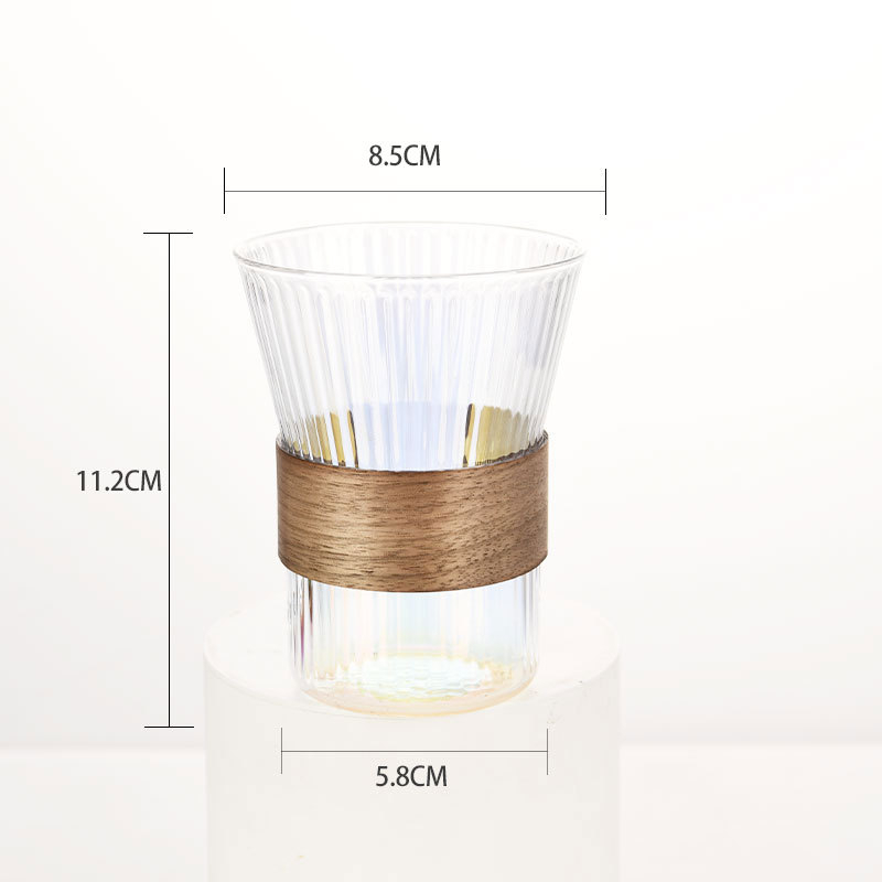Pahar din sticlă cristal, fără mâner, pentru cafea cu gheață și latte, formă neregulată, design minimalist pentru uz casnic