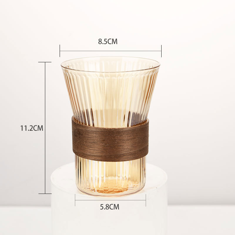 Pahar din sticlă cristal, fără mâner, pentru cafea cu gheață și latte, formă neregulată, design minimalist pentru uz casnic