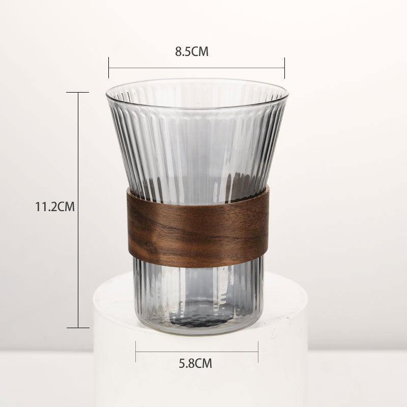 Pahar din sticlă cristal, fără mâner, pentru cafea cu gheață și latte, formă neregulată, design minimalist pentru uz casnic