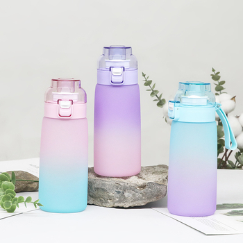 Pahar de apă cu gradient de culoare și aromă plăcută, design creativ, Tritan, senzație de lux, cu pai, pentru fete și studente