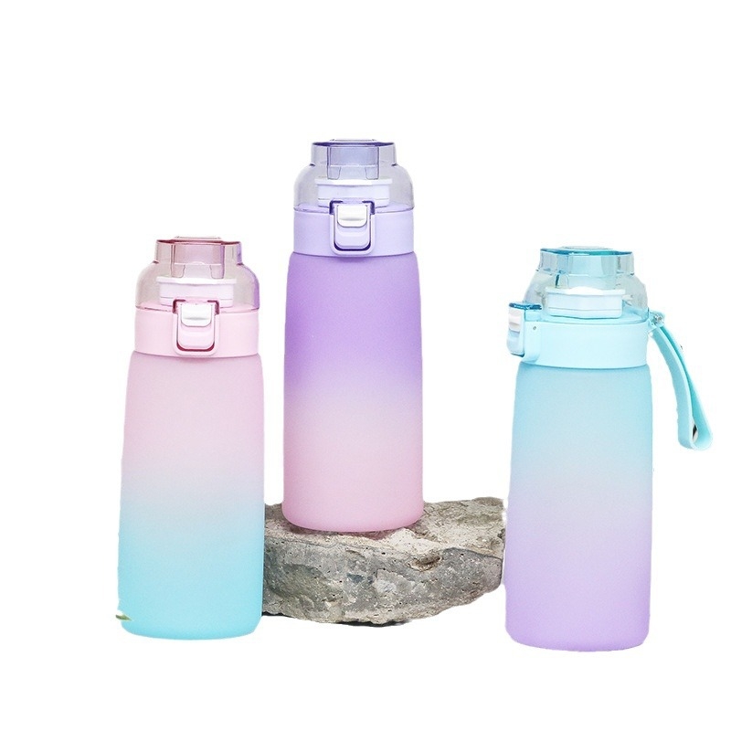 Pahar de apă cu gradient de culoare și aromă plăcută, design creativ, Tritan, senzație de lux, cu pai, pentru fete și studente