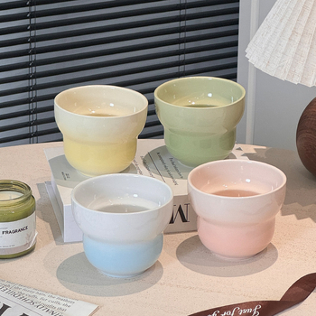 Ceașă ceramică în stil INS, cu design gradient în formă de inimă, cu mâner, pentru latte art, cafea, desert și înghețată
