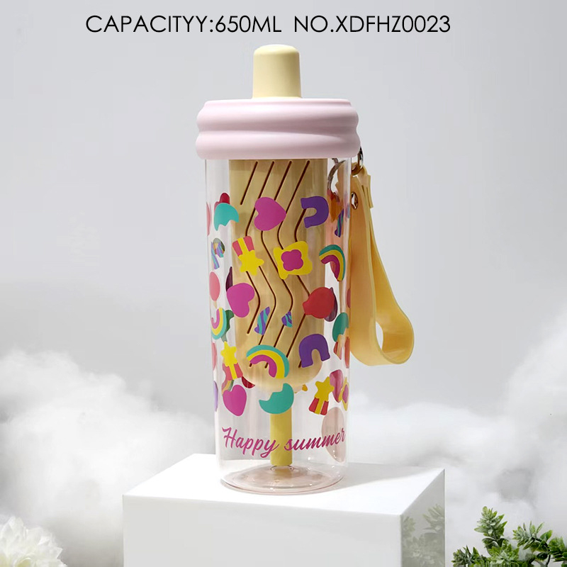 Cească de ceai cu pai, în stil INS, din Tritan, 650 ml