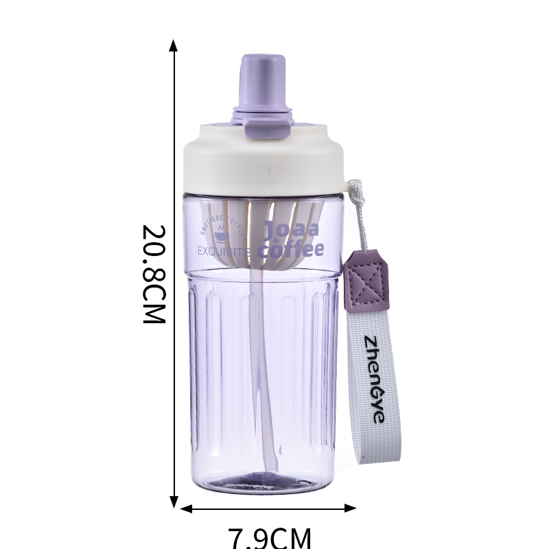 Cană de apă de vară, cu capacitate mare, două opțiuni de băut, recipient plastic portabil cu capac pop-up, rezistent la cădere, pentru elevi