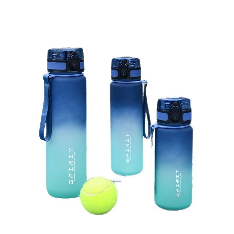 Pahar de apă cu logo personalizat, pentru consum direct, cu finisaj gradient mat, din plastic, cu mâner de purtare, capacități 500/650/1000 ml