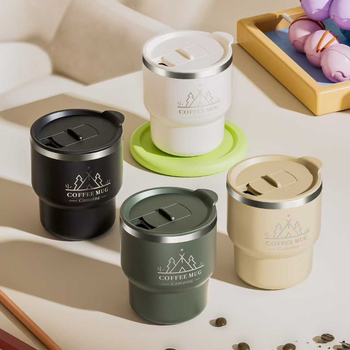 Ceașcă de cafea din oțel inoxidabil 304, cu capac, pentru camping în aer liber, cană portabilă pentru birou