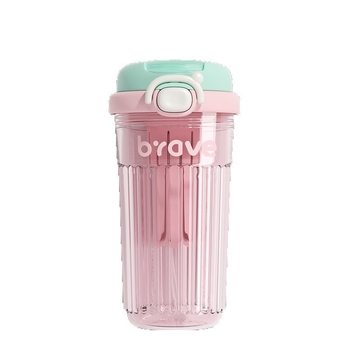 Ceașcă de cafea cu pai, din plastic, cu pereți dubli, portabilă pentru exterior