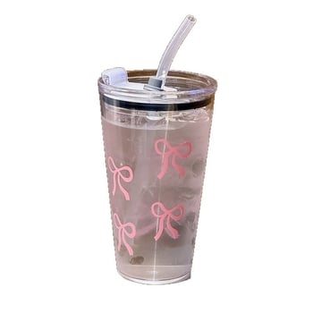 Pahar de apă în stil coreean, simplu, cu capac, design minimalist cu litere, unisex, pentru călătorii, școală și birou, din plastic