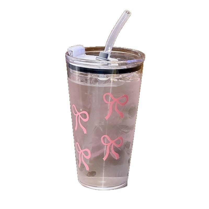 Pahar de apă în stil coreean, simplu, cu capac, design minimalist cu litere, unisex, pentru călătorii, școală și birou, din plastic