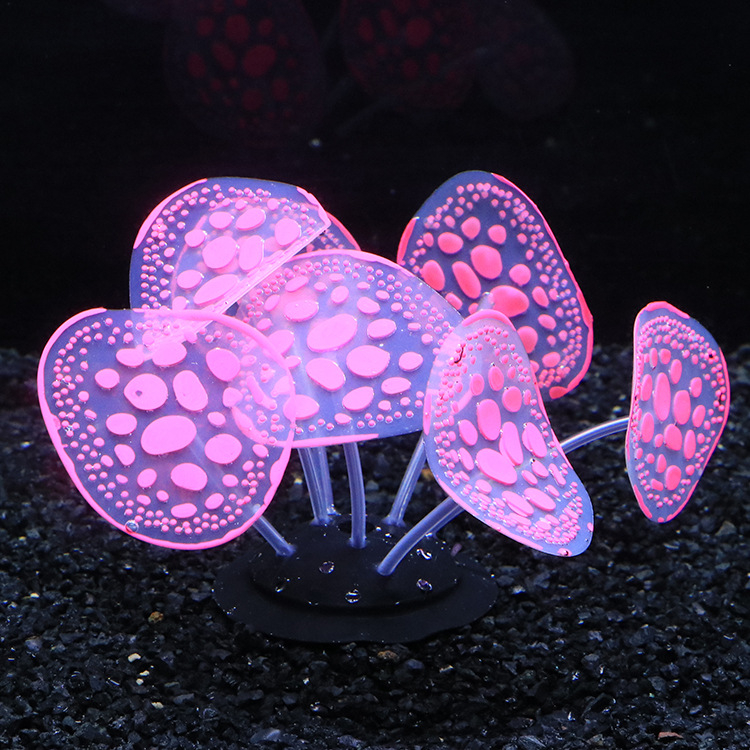 Meko silikonirani ukras za akvarij, realističan koral s fluorescencijom, veliki oblacni krajinski bonsai, veličina 6x10x10 cm