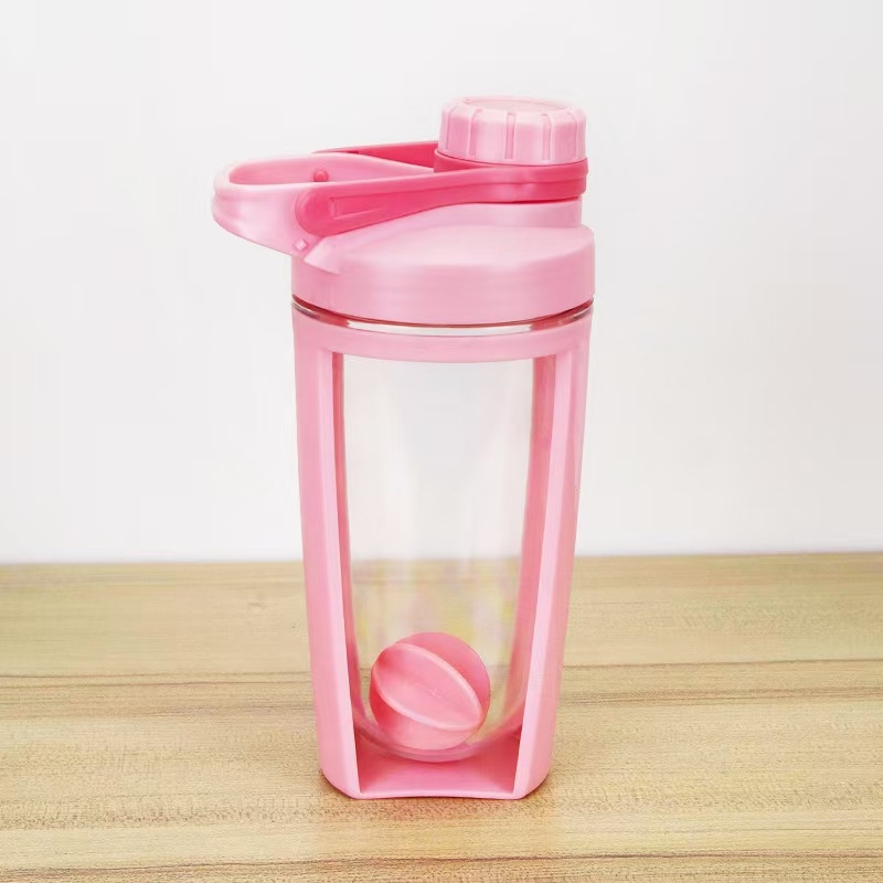 Cupă shaker sport din plastic, portabilă, 650 ml, cu șnur de purtare