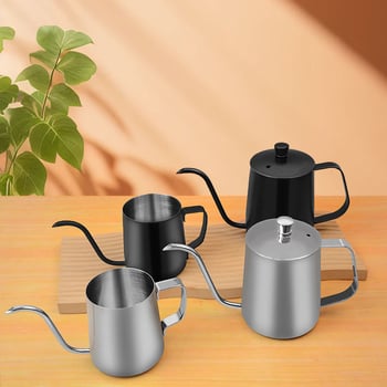 Ceainic de cafea din oțel inoxidabil pentru turnare, cu gură lungă și subțire și filtru pour-over