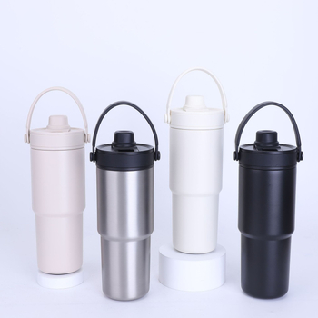 Cană termoizolantă 735 ml, interior ceramic, mare capacitate, mâner portabil, cană pentru mașină