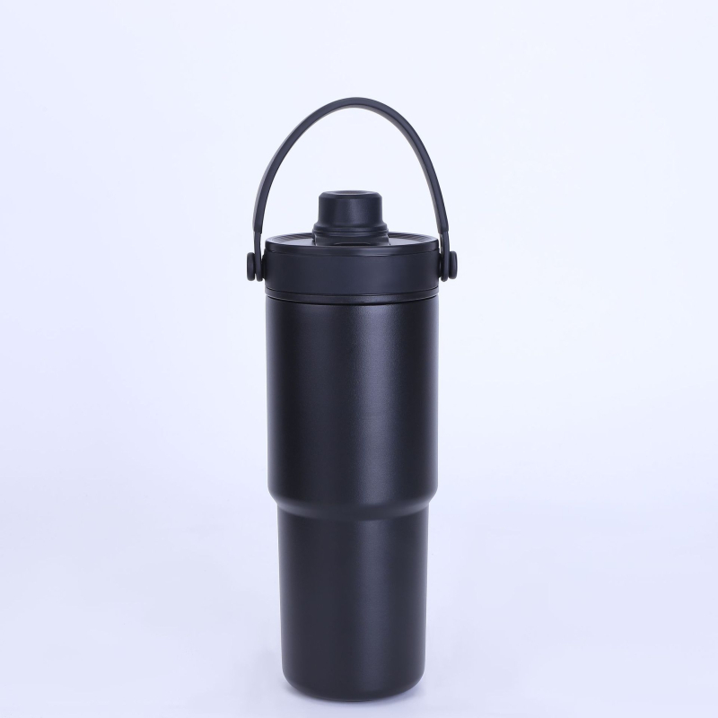 Cană termoizolantă 735 ml, interior ceramic, mare capacitate, mâner portabil, cană pentru mașină