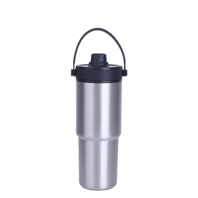Cană termoizolantă 735 ml, interior ceramic, mare capacitate, mâner portabil, cană pentru mașină