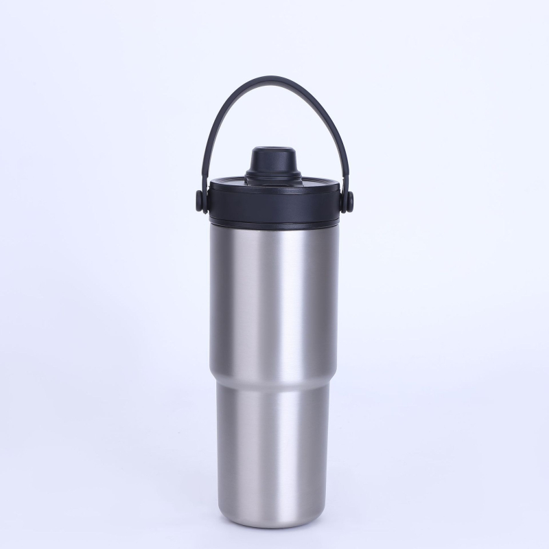 Cană termoizolantă 735 ml, interior ceramic, mare capacitate, mâner portabil, cană pentru mașină