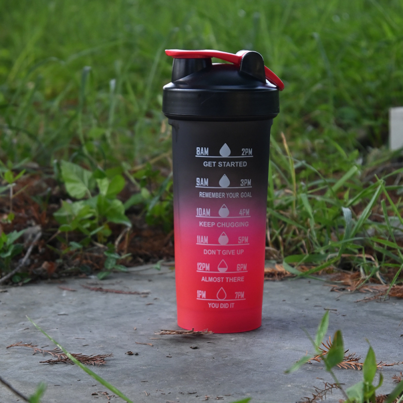 Shaker din plastic de 600 ml cu gradient mat, PP, capacitate mare pentru fitness, portabil pentru sport