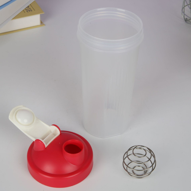 Cană shaker cu capac rabatabil și bilă de amestec încorporată, pentru proteine și smoothie, din plastic