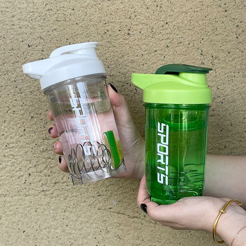 Recipient portabil de apă pentru sport, 500 ml, recipient transparent pentru milkshake și pudră de proteine, ceașcă de amestecare