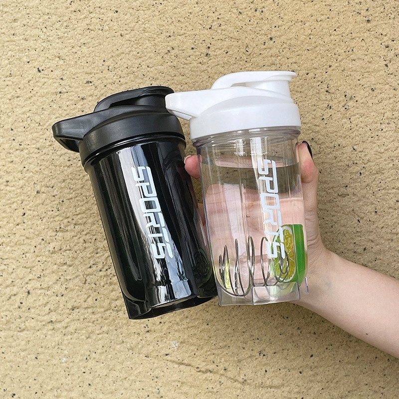 Recipient portabil de apă pentru sport, 500 ml, recipient transparent pentru milkshake și pudră de proteine, ceașcă de amestecare
