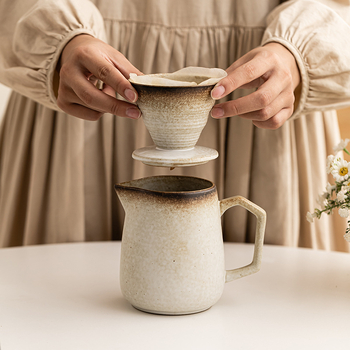 Set ceramic pour-over pentru cafea cu filtru, pentru ceai de după-amiază și pentru împărțire