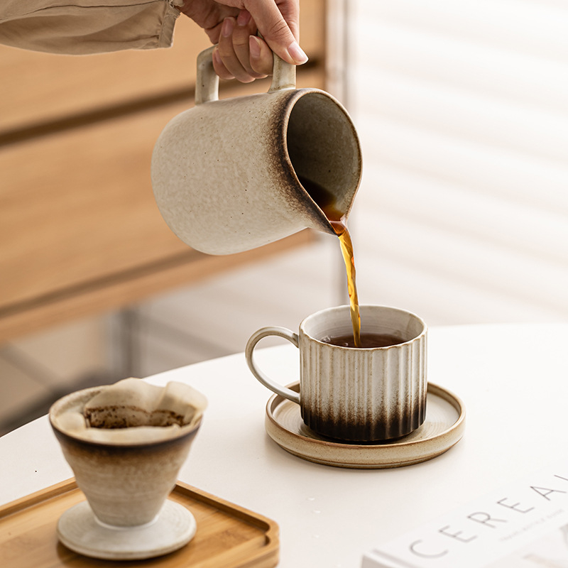 Set ceramic pour-over pentru cafea cu filtru, pentru ceai de după-amiază și pentru împărțire