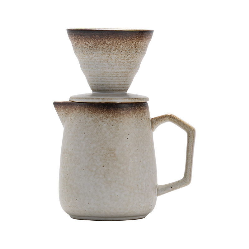 Set ceramic pour-over pentru cafea cu filtru, pentru ceai de după-amiază și pentru împărțire