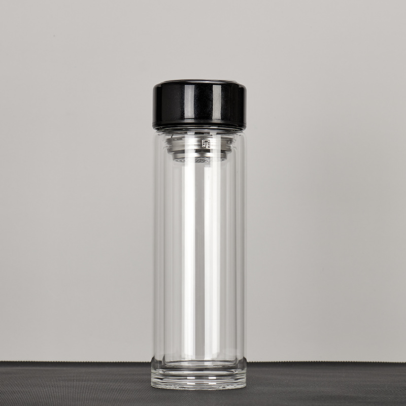 Ceșuță de ceai inteligentă cu ecran tactil LED pentru afișarea temperaturii, din sticlă borosilicat cu pereți dubli