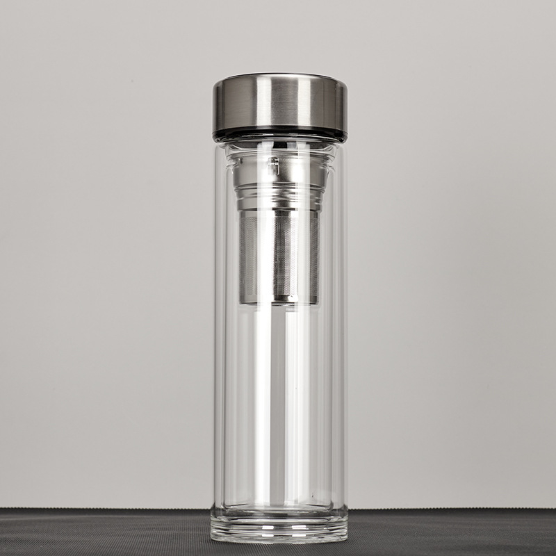 Ceșuță de ceai inteligentă cu ecran tactil LED pentru afișarea temperaturii, din sticlă borosilicat cu pereți dubli