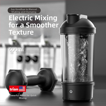 Cușcă electrică pentru shake cu încărcare USB, amestecare automată, recipient Tritan rotativ pentru shake-uri proteice
