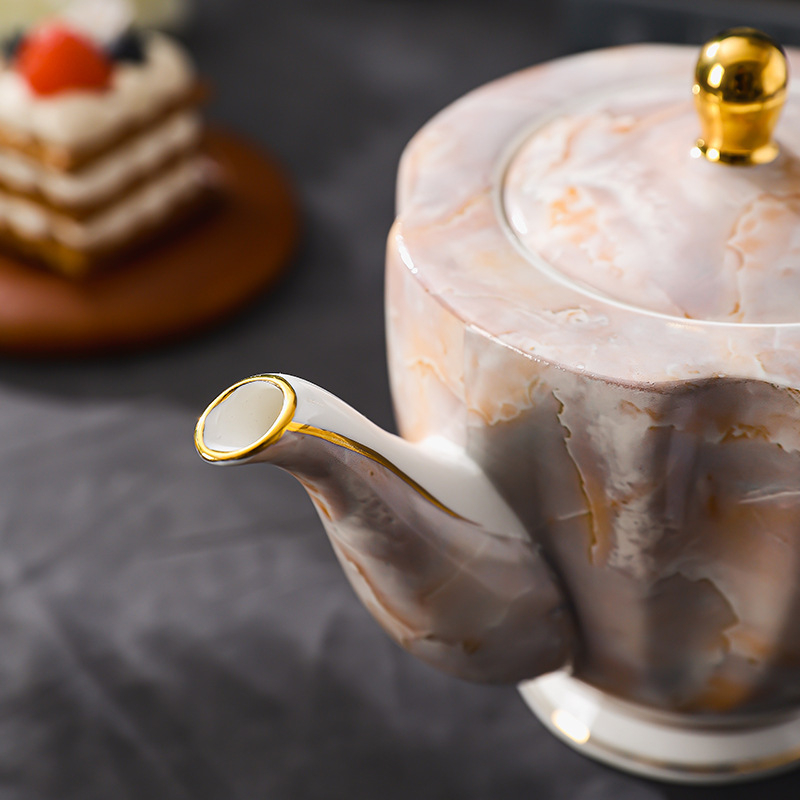 Set cafea din bone china, stil european, ceainic și fierbător pentru turnare