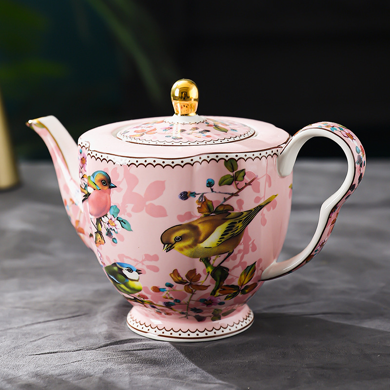 Set cafea din bone china, stil european, ceainic și fierbător pentru turnare