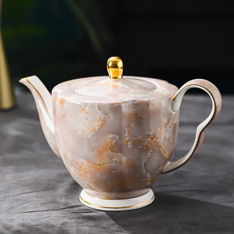Set cafea din bone china, stil european, ceainic și fierbător pentru turnare