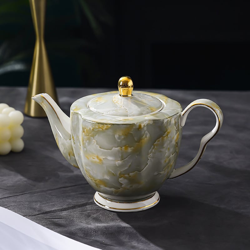 Set cafea din bone china, stil european, ceainic și fierbător pentru turnare