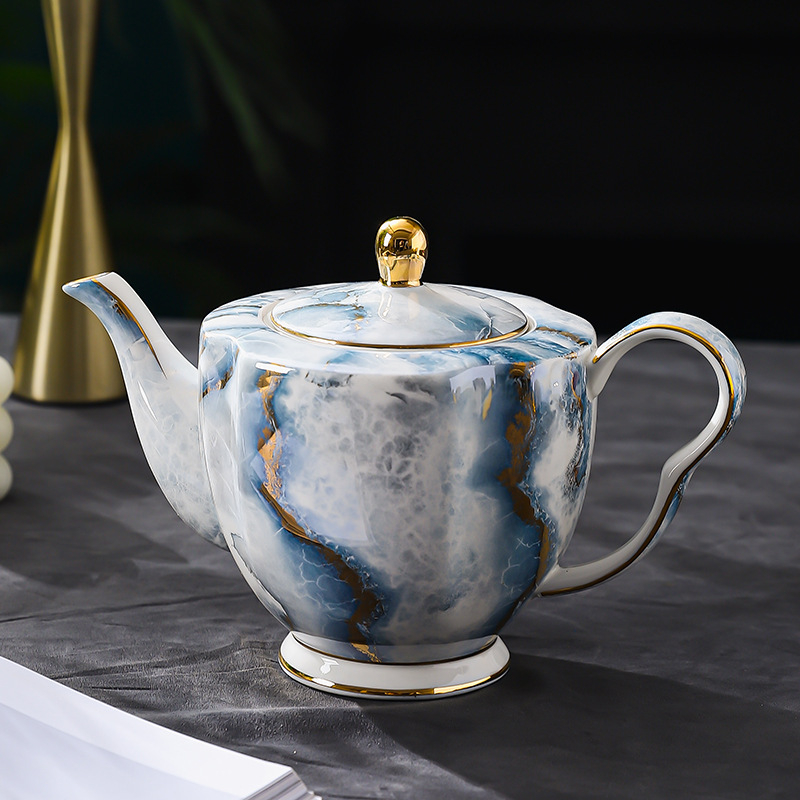 Set cafea din bone china, stil european, ceainic și fierbător pentru turnare