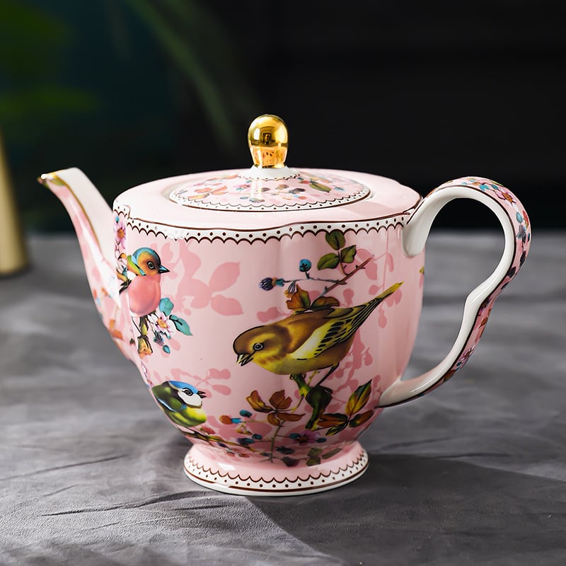 Set cafea din bone china, stil european, ceainic și fierbător pentru turnare