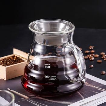 Cană de cafea din sticlă cu formă de nor, filtru pentru cafea și preparare prin pour-over