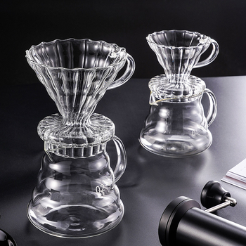 Cană de cafea din sticlă cu formă de nor, filtru pentru cafea și preparare prin pour-over