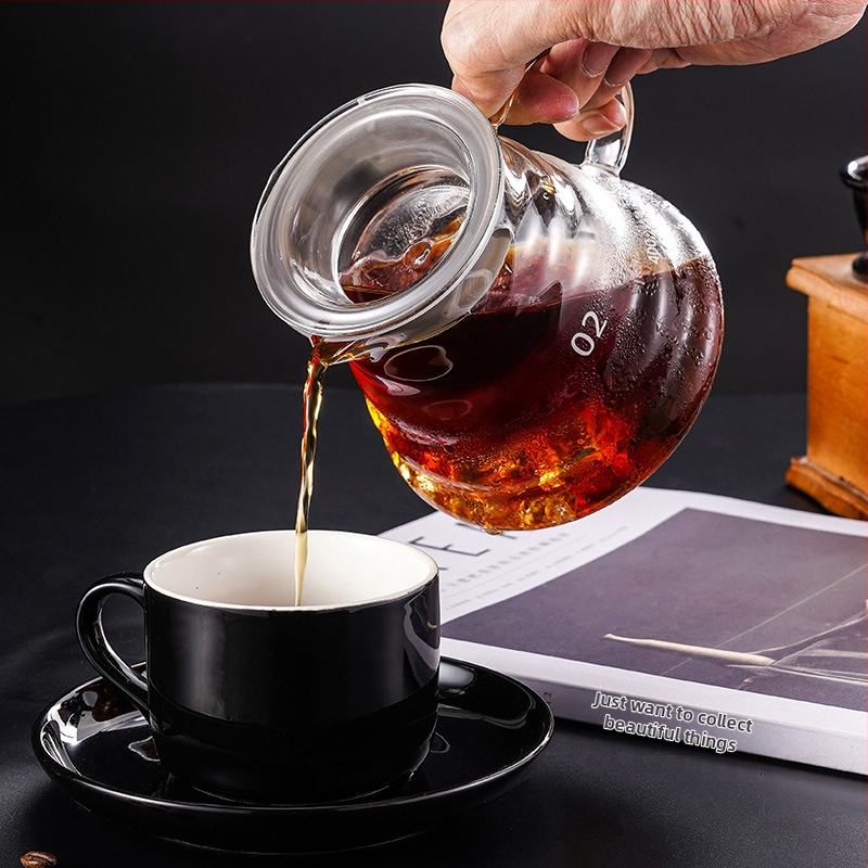 Cană de cafea din sticlă cu formă de nor, filtru pentru cafea și preparare prin pour-over