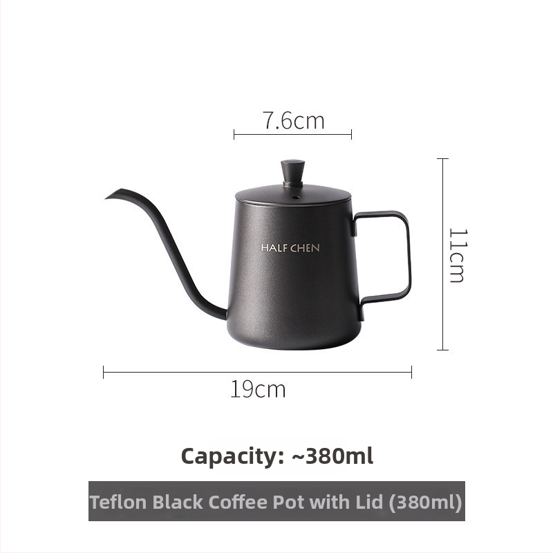 Vas pentru cafea pour-over din oțel inoxidabil argintiu, stil vintage, cu ieșire lungă și gură îngustă, cu capac