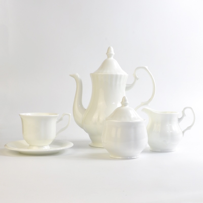 Bone china, stil german: ceainic de cafea, ceainic și fierbător de apă din ceramică, imprimare logo disponibilă