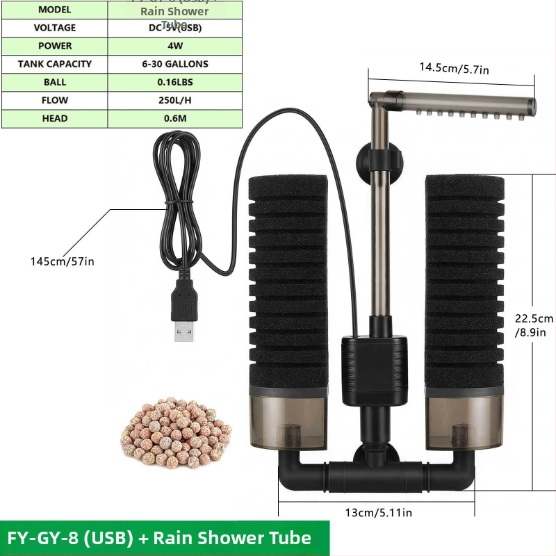 Filtr do akvárií s filtrovacou bavlnou, USB napájanie, tichý chod, pre sladkovodný tank, 5V